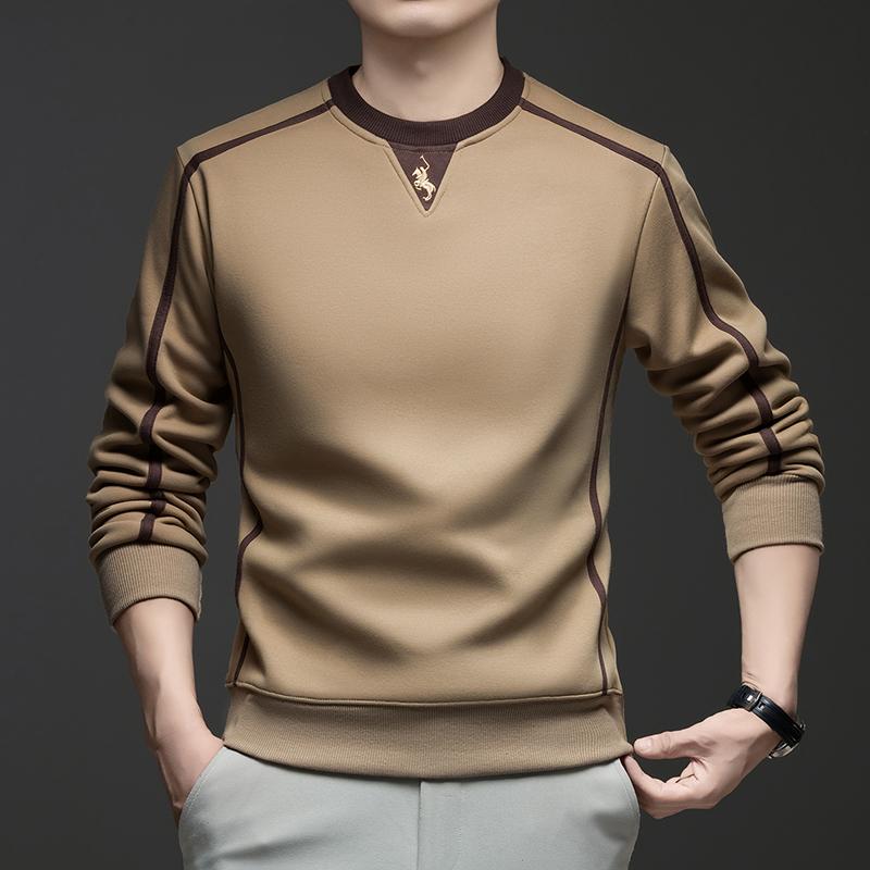 Herren O-Ausschnitt Langarm Pullover Hoodies Luxusmarke Pferd Stickerei Verdickt Wärme Lässig Vielseitig Herrenbekleidung