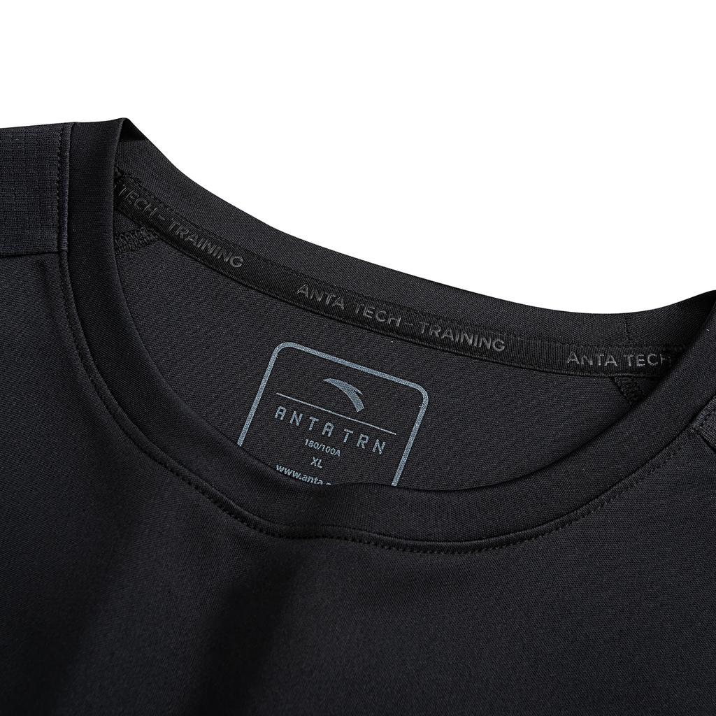Anta Plain Round Neck Short Sleeve Sports T-Shirt Men tops Black 952627103-4
