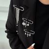 Love Cross Pendant Suit Brooch Decoration, Imitation Pearl Fringed Chain Pin Pants Anklet