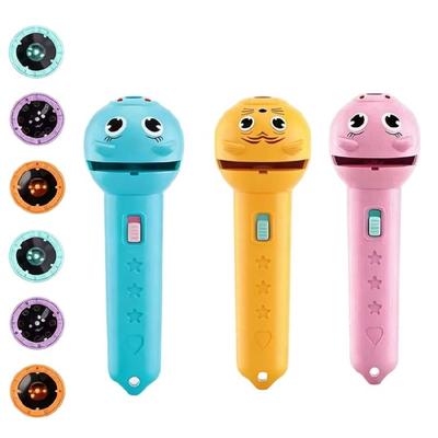 Portable ABS Flashlight Projector with 6 Slides and 48 Cartoon Images for Toddler Education Cognitive Development