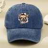 Czapka z daszkiem w nadrukiem psa Chihuahua, postarzana, vintage, prana, czapka typu "Dad Hat", casualowa, regulowana, przeciwsłoneczna