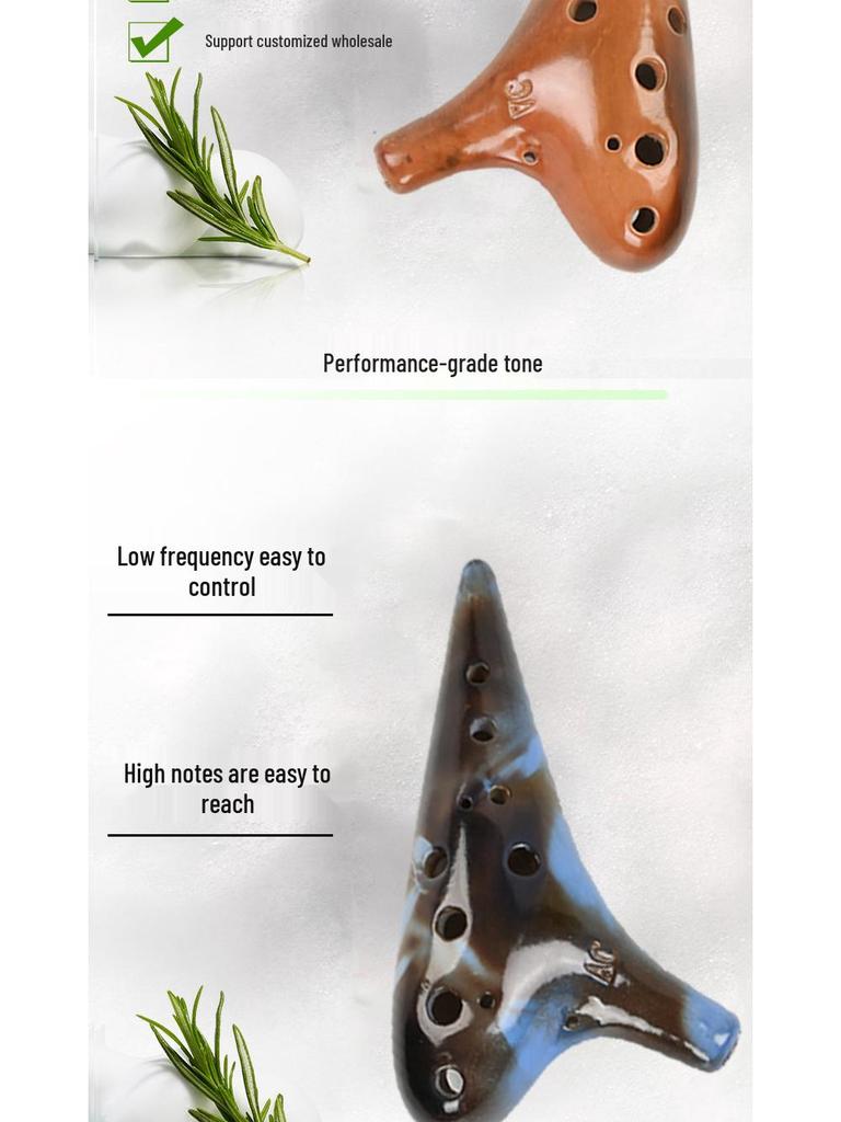 Keramická okarína pro začátečníky, 12 děr, tón C, pro výuku