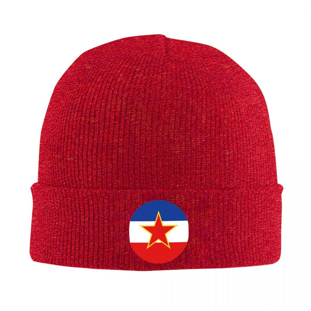 Socialist Yugoslavia Yugoslav Flag Warm Knitted Cap Winter Knit Bonnet Hat Skullies Beanies Hip Hop Caps for Unisex