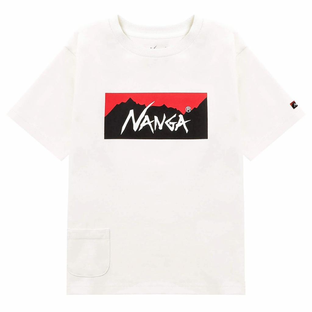 NANGA ECO HYBRID BOX LOGO KIDS TEE Short Sleeve Size 110 NW2411-1S700-A White, Boys' T-Shirt,