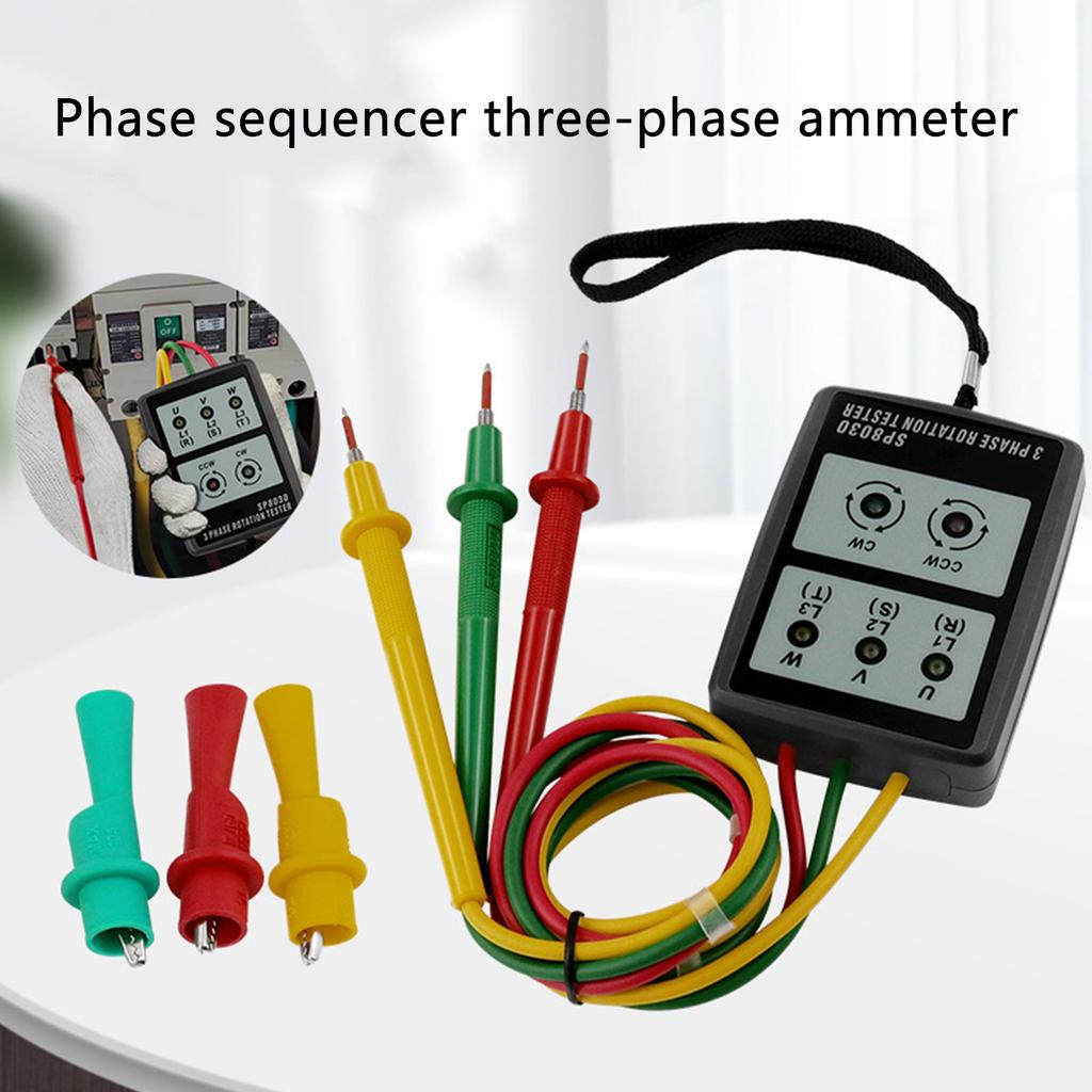 3 Phase Sequences Presences Rotation Tester Indicator Detectors Meter with LED 60V-600V 3 Phase Rotation Tester Tool