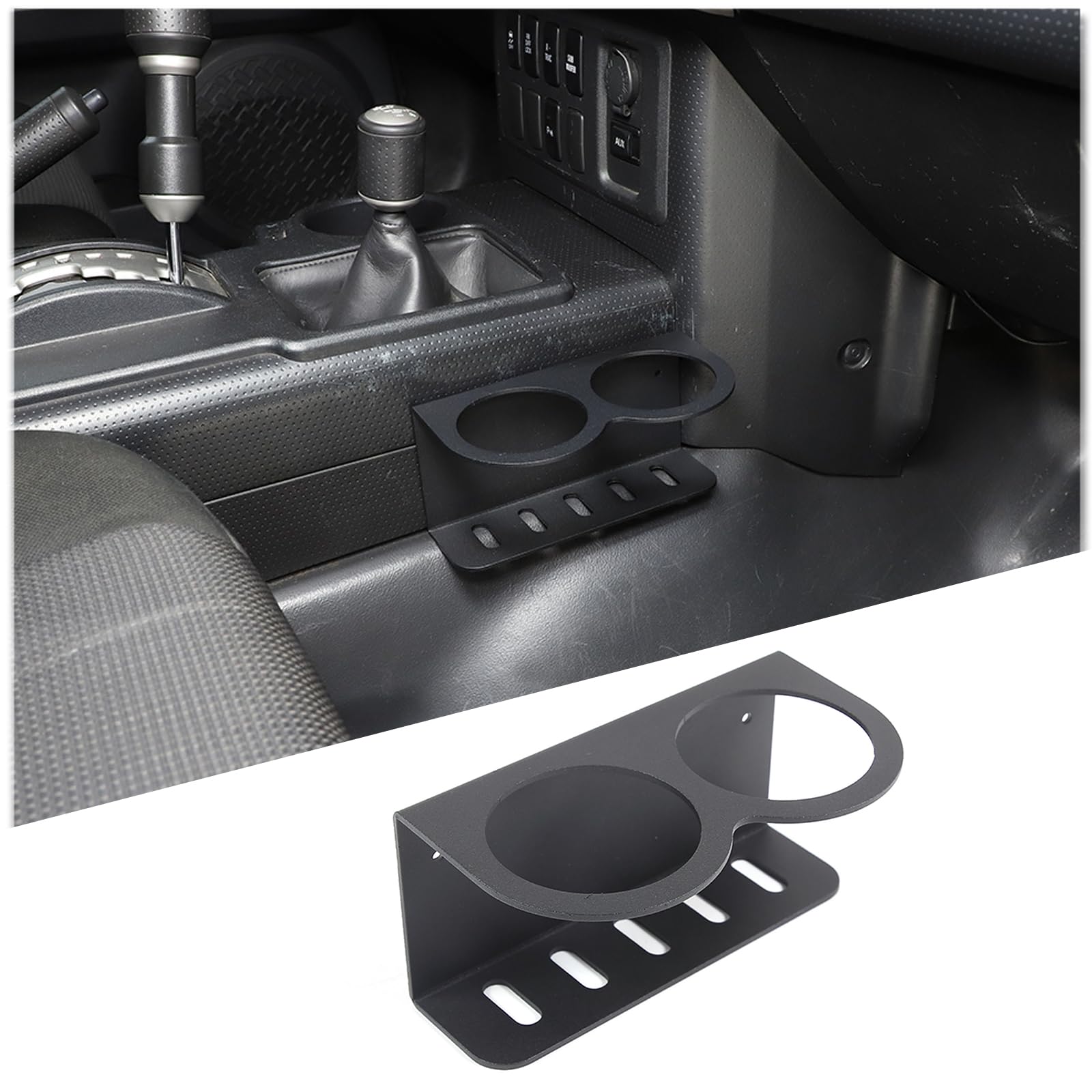 

Sauicemy Подстаканник для автомобиля для Toyota FJ Cruiser Подстаканник для воды для напитков Пассажирский подстаканник Хранение мелких предметов на центральной консоли для сотового телефона, воды и автомобиля из алюминиевого сплава чёрный