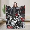 Korns Rock Band Music Flannel Throw Blanket Heavy Metal for Bedding Throws Knitted Blanket Outdoor Warm Multifunction