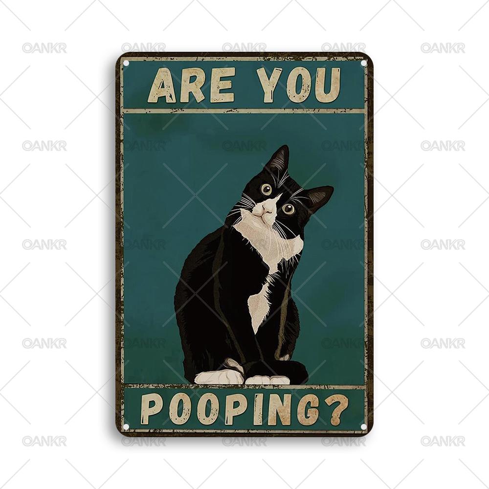 Funny Wall Art Are You Pooping Metal Tin Sign Vintage Bathroom Decor Poster Retro Gothic Home Decor for Apartment or House