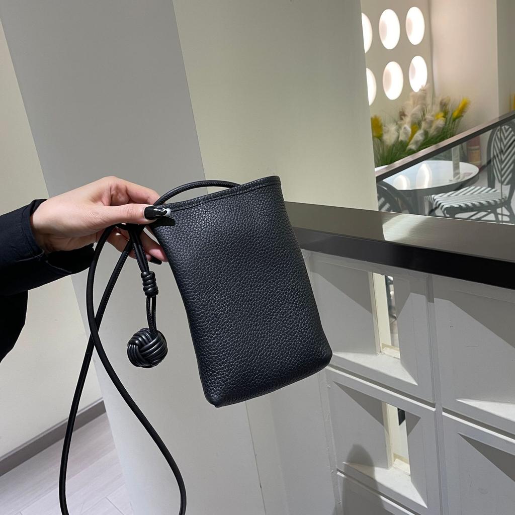 2025 Small Genuine Leather Women Crossbody Bags With Woven Ball Soft First Layer of Cowhide Mini Shoulder Bag Phone Purse Handbag