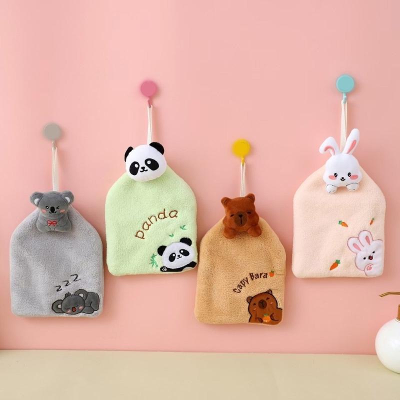 Animal Themed Kids Hand Towels Soft Absorbent Coral Velvets Quick Drying Towels for Kitchen and Bathroom