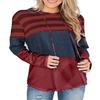 Loose Fit Color Block Long Sleeve Pullover Hoodie For Women