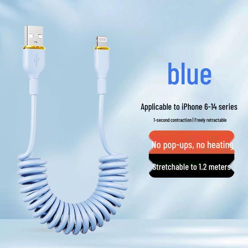 100W Fast Charging Type-C Car Spring Cable for Apple Devices. Apple USB Port - Elastic Retractable