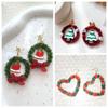 Bowknot Mistletoe Christmas Earrings Retro Heart Ear Studs Fashion Plush Xmas Pendant  Girls