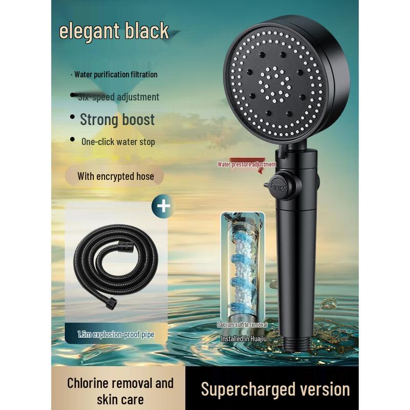 HANDUNYOU 6-Mode Pressurized Shower Head with Chlorine Filter