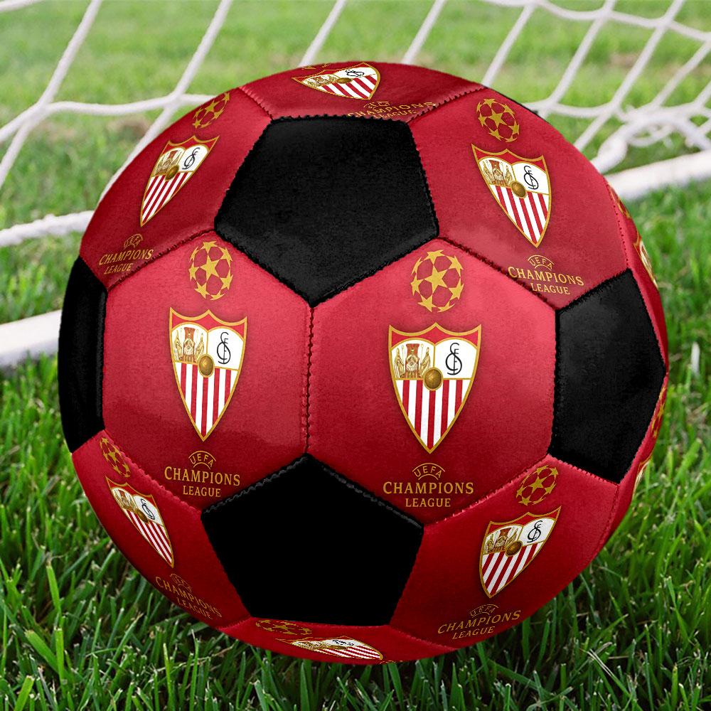 1PC Sevilla logo size 5 soccer ball PrahaIndoor Soccer Ball Colorful All Ages Machine Stitched PVC Competition Ready Durable High-Bounce