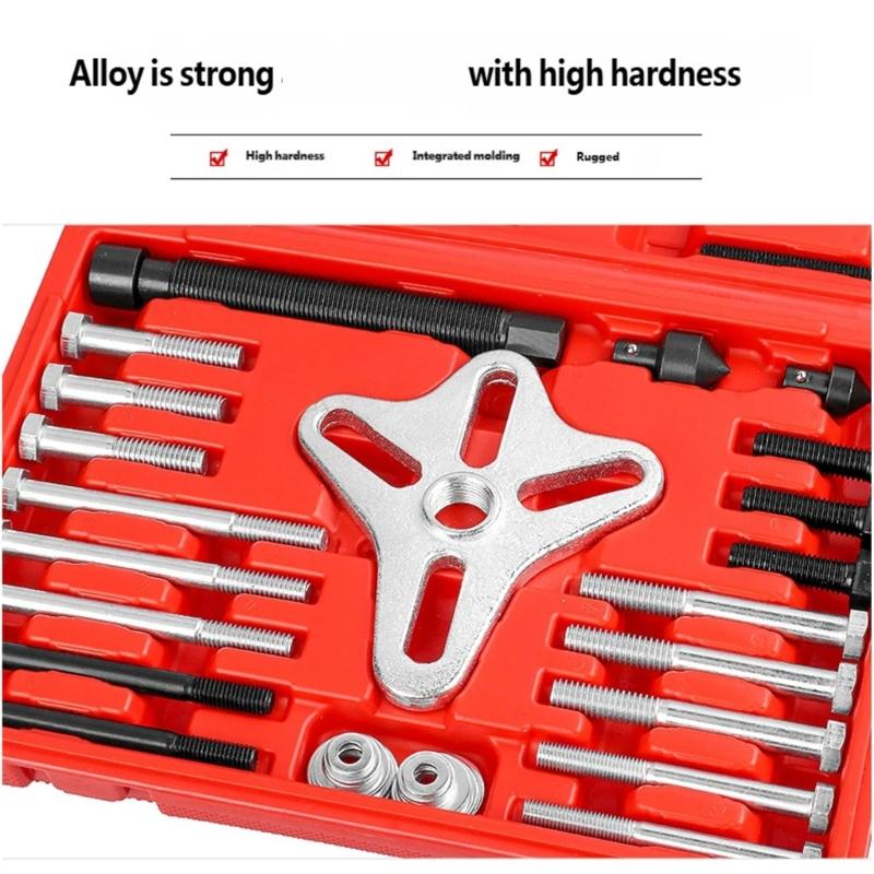 Manual Column Wheel Extraction Set, 46-Piece Automotive Tool Selection with Assorted Connection Bolts, Washers and High-Carbon Metal Items for Garage