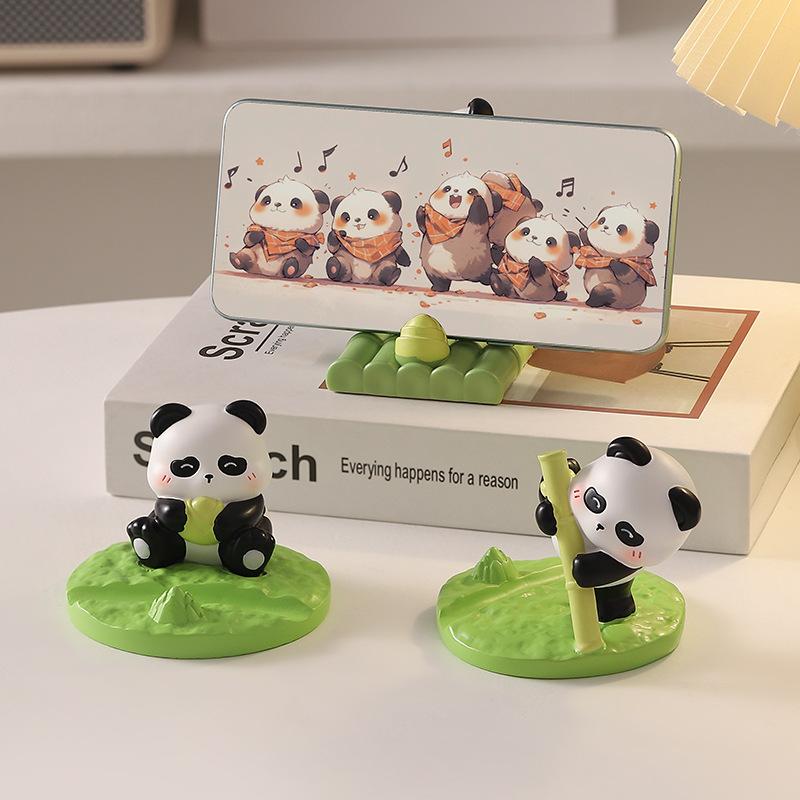 Neuer Cartoon Panda Handyhalter Desktop Ornament Lazy Tablet Stützständer Harzfigur Geschenk für Männer und Frauen