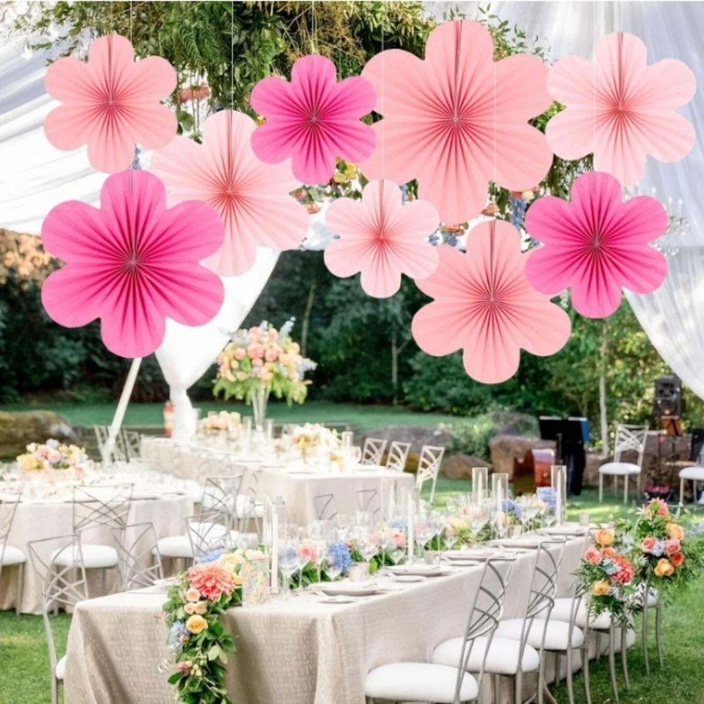 9PCS Photography Props Hanging Decorations Background Paper Floral  Wedding