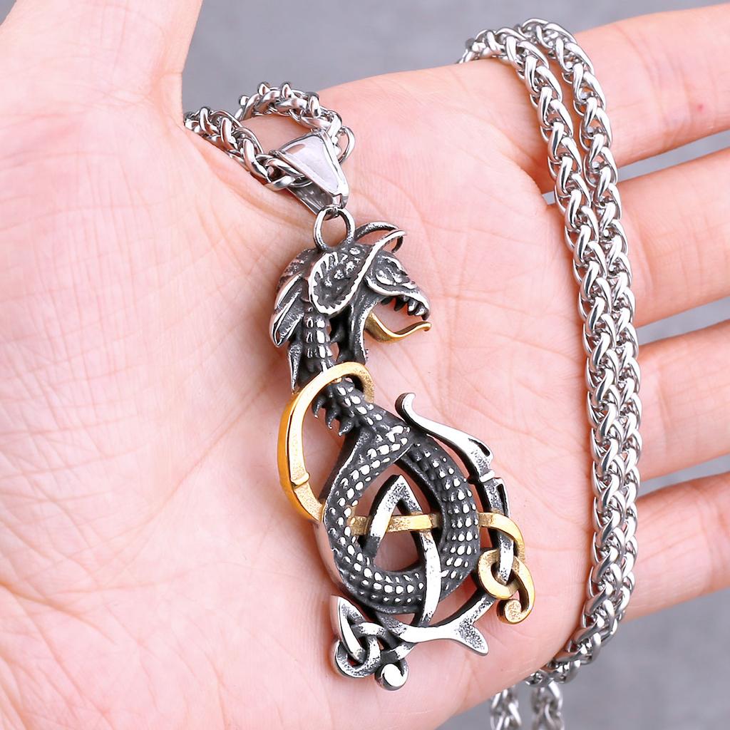 Colar Animal Corvo Dragão Viking Nórdico Vários Masculinos Pingente Amuleto de Odin Aço Inoxidável Moda Joias Vintage