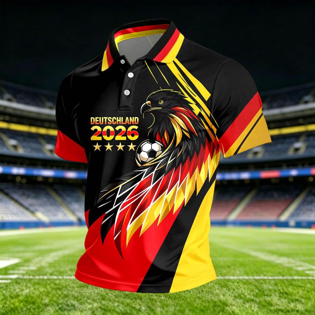 Men's Casual Printed Crew Neck Lightweight Breathable Polo Short Sleeve Shirt Suitable for Everyday Wear and Outdoor Activities
