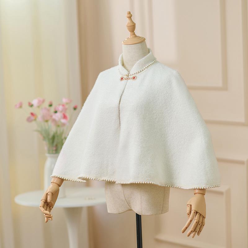 High-End Nertsfluweel Cheongsam Sjaal: Retro Bruids Bruiloft & Dagelijkse Cape voor Vrouwen in Effen Kleur