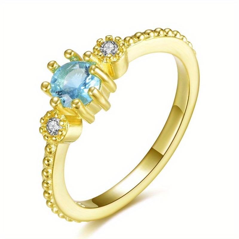 

1Pc Fashionable Round Synthetic Zircon Ring, Suitable for Daily Wear 8 золотой