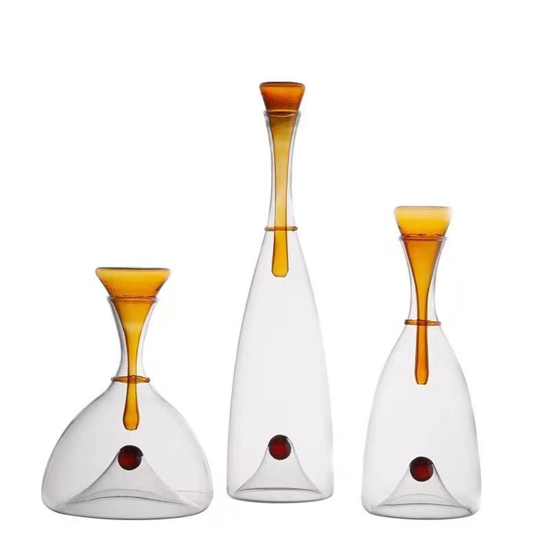 Simple and Transparent Glass Decanter Restaurant Wine Cabinet Decoration Art Crafts Decanter Family Bar Wedding Party Wine Set
