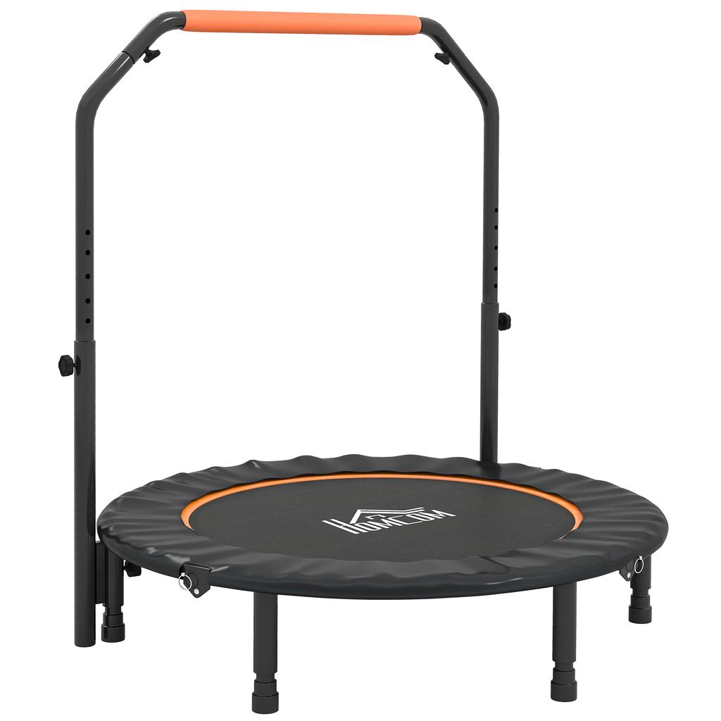 45" Foldable Mini Fitness Trampoline, with Adjustable Foam Handle, Orange