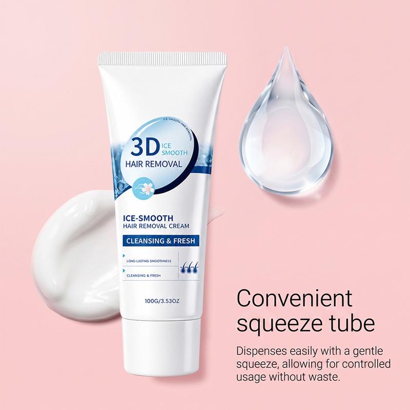 Ice Cool Hair Removal Cream, Refreshing, Multi-Areas Applicable, Easy At-home Depilatory Cream 100g Ice Cooling Depilatory Cream