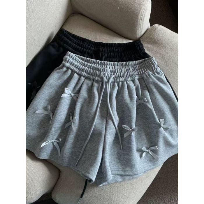 Summer Elastic Bow Wide-Leg Casual Shorts Small