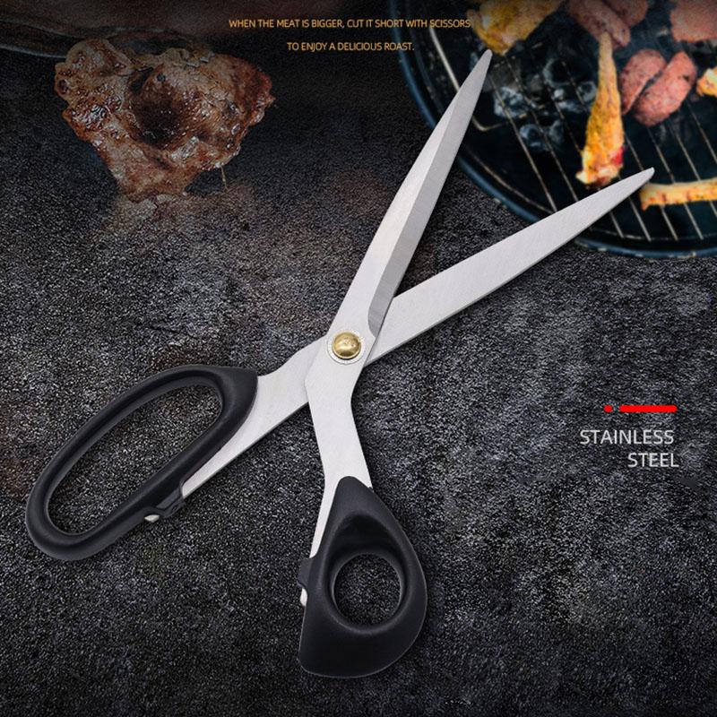 Straight Head Stainless Steel Sharp Blade Korean Barbecue Clips ABS Handle Household Vegetables Salad Kitchen Scissors
