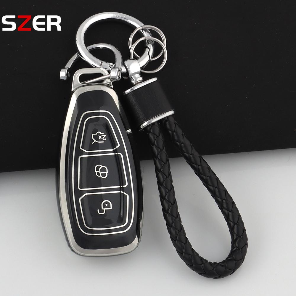 New Tpu Car Remote Key Cover Case Shell Fob For Ford Fiesta Focus 3 4 Mondeo Ecosport Kuga Focus C-Max St Escape Keychain Holder