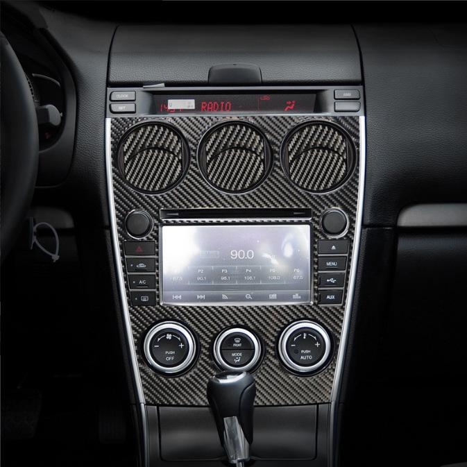 Mazda 6 Carbon Fiber Interior Decor: Center Console Gear Shift Cup Holder & Lift Switch Panel Accessories