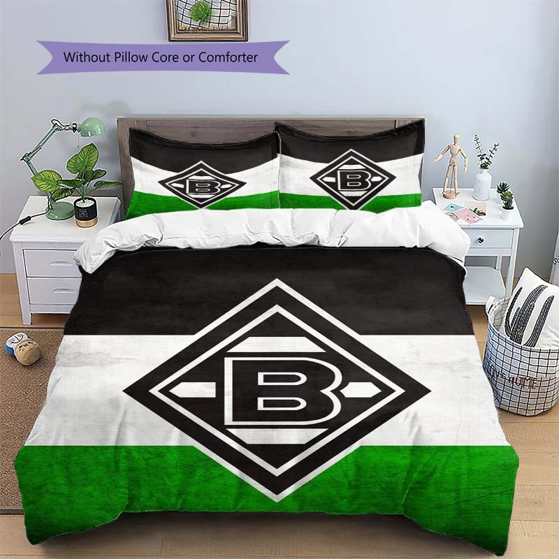 Gladbach Club Retro Flag Logo Print 3 Pieces Duvet Cover Set Soccer Fan Bedding Bedroom Home Decor Without Pillow Core
