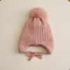 Winter Baby Girls Hat Double-Layer Cute Bows Knitted Hats Ear Protection Warm Beanie Big Pompom Kids Accessories 2-6 Years Old