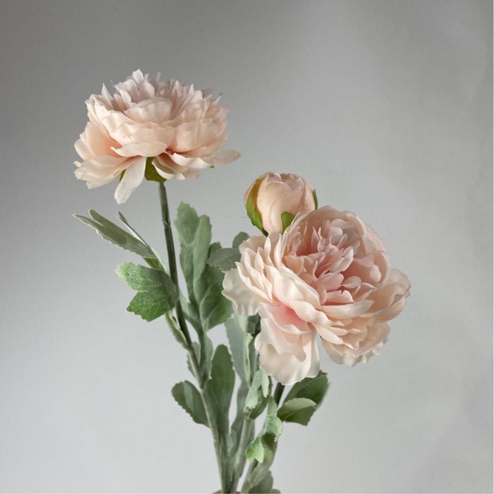 High Quality Artificial Peony Flower with Flocked Stem 51cm Tall Silk Fake Flower for Home Table Decoration