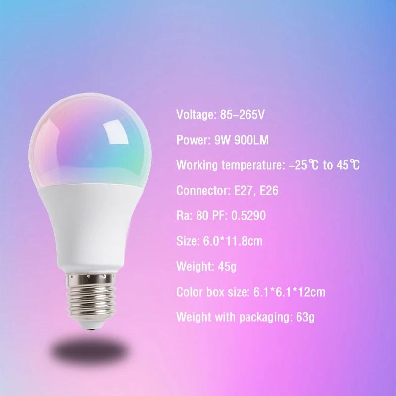 Tuya WiFi Smart LED Bulb E27 Base RGBCW 85-265V Voltage Music Sync Bedroom Table Lamp Ambient Light