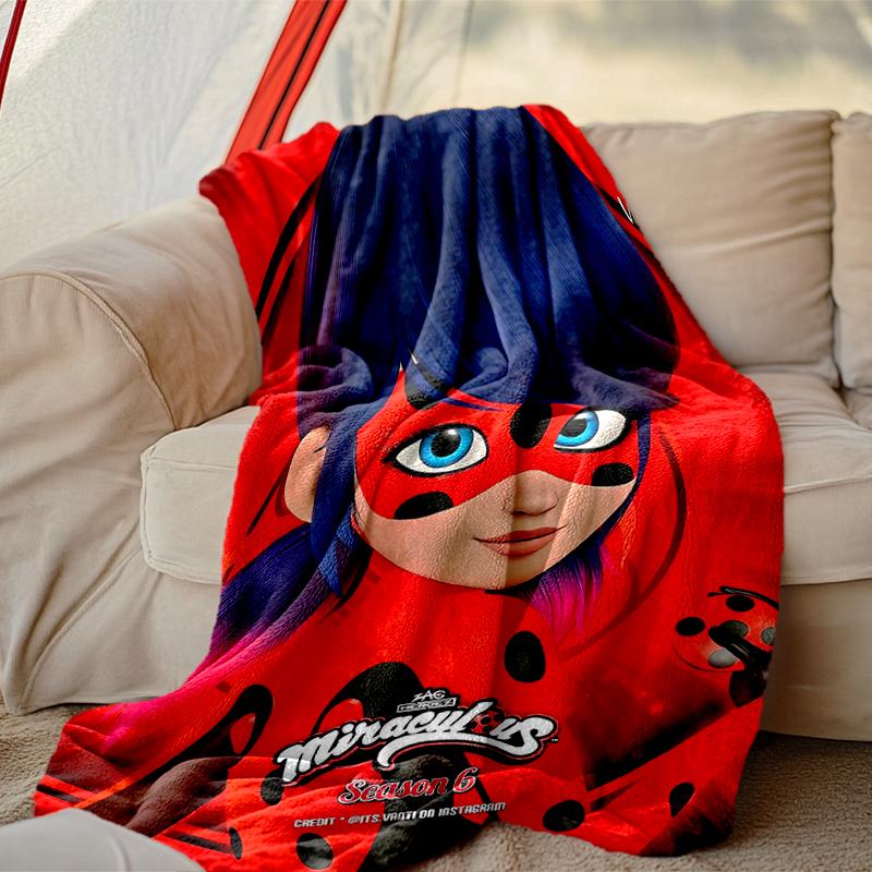[1pc Ladybug Blanket] All-Season Blanket - Cozy Blanket for Sofa Couch Home Decoration, Digital Printed Nap Blanket