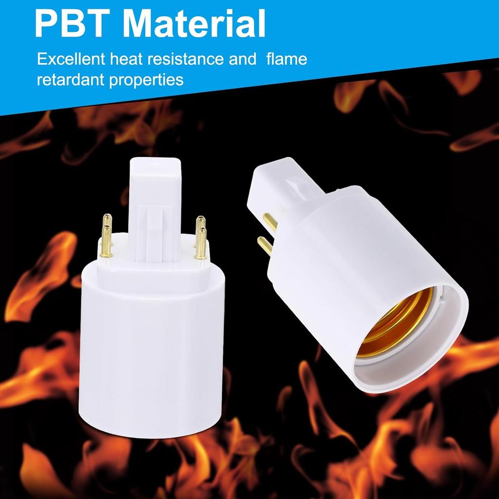 PATIKIL G24q To E26/E27 Light Socket Adapter, 4pcs Lamp Holder Convert 4 Pin To Screw Base Converter for Halogen CFL Light Bulb