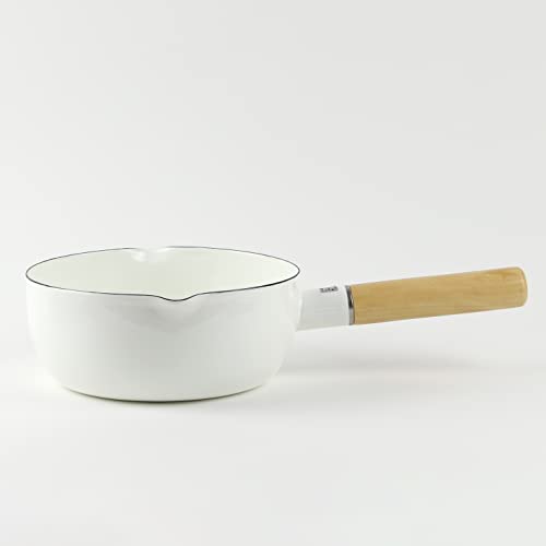 Pearl Metal Crevia Enamel Pan, 18cm, White