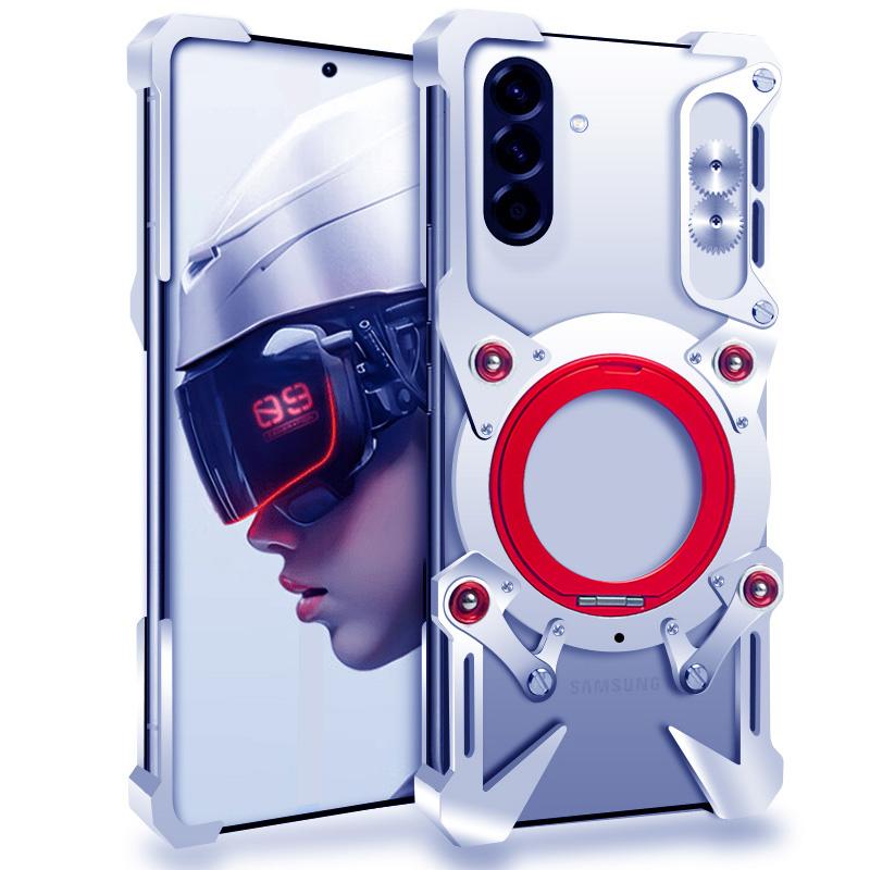 Bumper Case For Samsung Galaxy A36 5G/A56 5G/A55 5G ,Kickstand Aluminum Alloy Magnetic Phone Cover with Wrist Strap