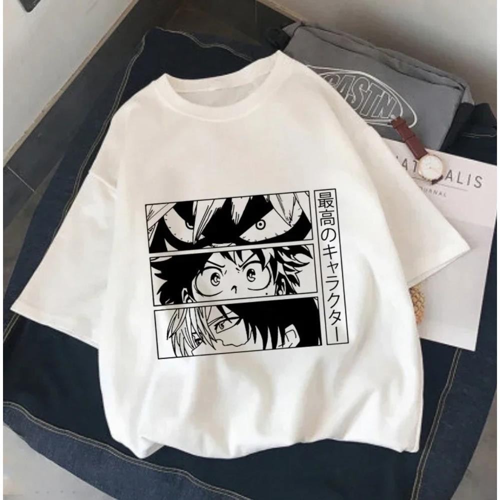 My Hero Academia Main Characters Manga Panel T-Shirt, Unisex Anime Streetwear Tee, 100% Cotton Casual Short Sleeve Top