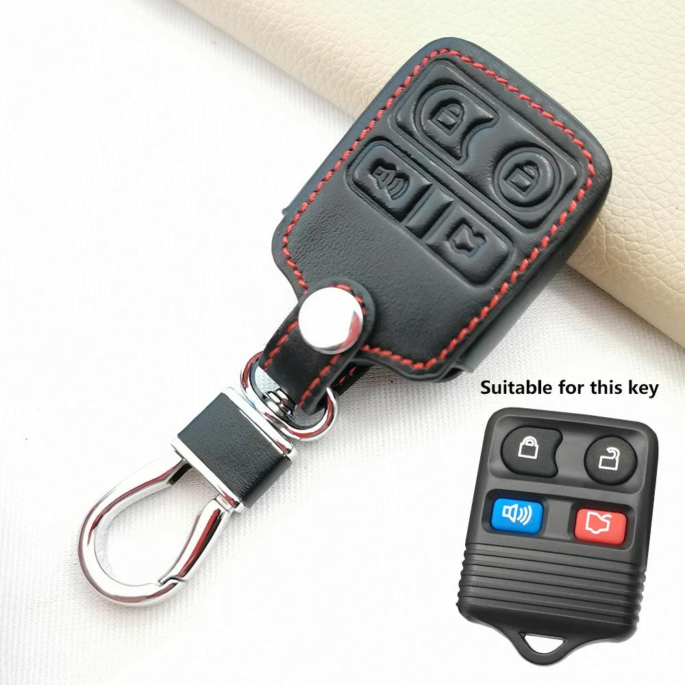 3/4 Buttons Leather Car Remote Key Case Cover For Ford Focus Complete Escape Explorer Mustang Thunderbird Lincoln Transit Town