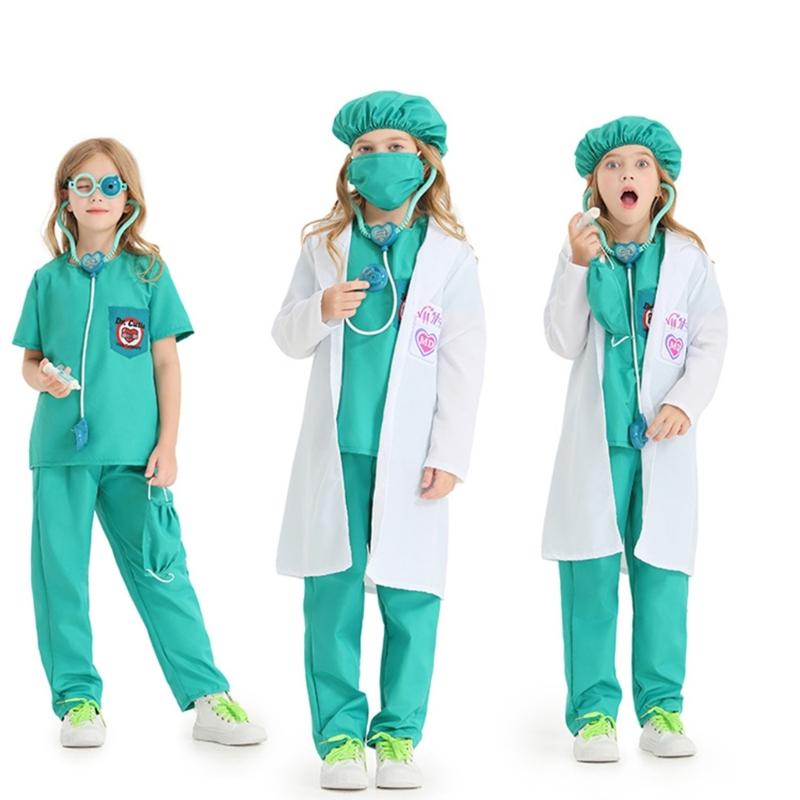 Doctor Role Play Dress Up Kit Doctor Pretend Play Costume with Stethoscope Doctor Coat Kit Halloween Doctor Costumes
