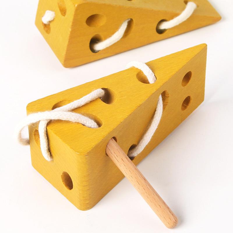 Bai Fen Bai Dolls And Toys Boys Early Education Wearing Rope Puzzle Game Children Cheese Threading And Girls Baby Hand-Eye Coordination Exercise Toy