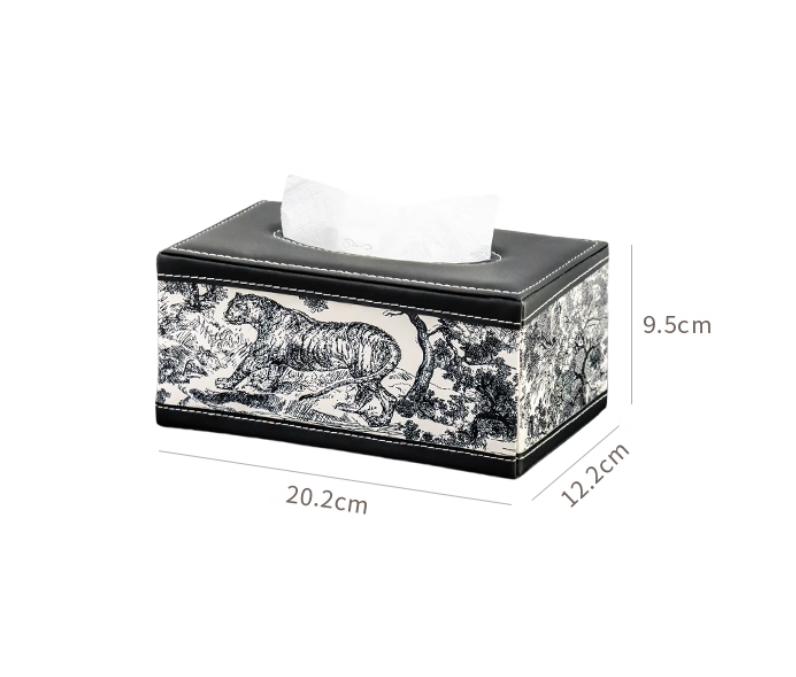 Leather tissue box, multifunctional desktop coffee table remote control storage box, living room high-end light luxury high-end