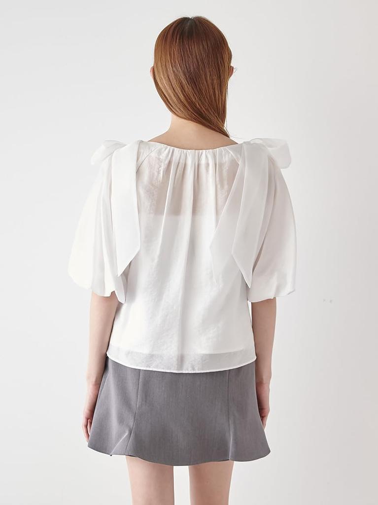 Snidel Ribbon Puff Blouse SWFB251205 White Women's