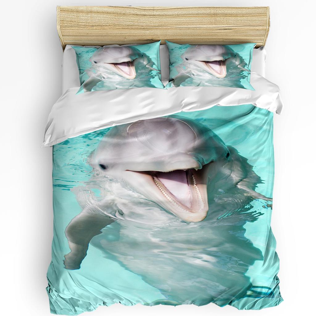 Shark Bedding Set For Bedroom Bed Home Inhabitants Of Ocean Sharks Whales Dolphins Octopus Duvet Cover Quilt Cover Pillowcase