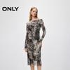 ONLY Women's Elegant Smudged Print Mid-Length Long-Sleeve Dress