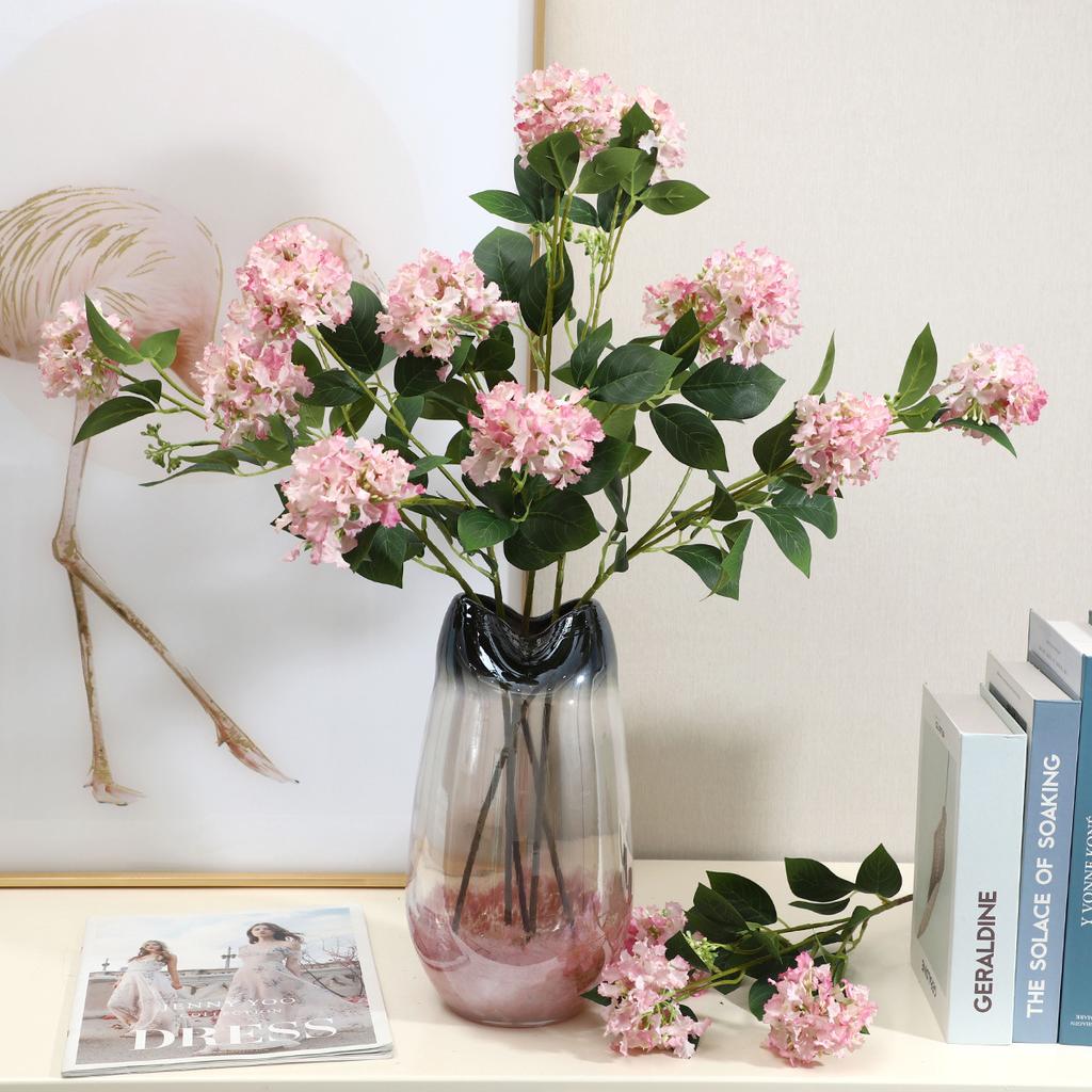 Simulation Flower 3 Head Crape Myrtle Flower Wedding Home Living Room Decoration Fake Flower Bouquet Road Lead Flower Row Props Soft Outfit